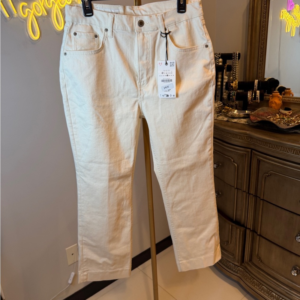 Zara Cream Boot Cut Jeans